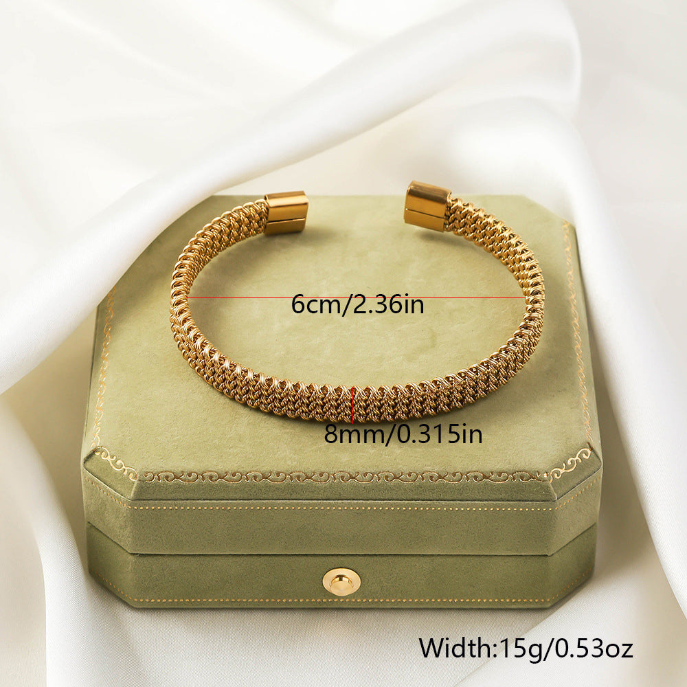 Wholesale Titanium Steel Elastic Irregular Open Bracelet